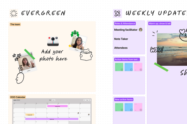 A template for teams to use weekly to connect, share gratitude, and align on project updates