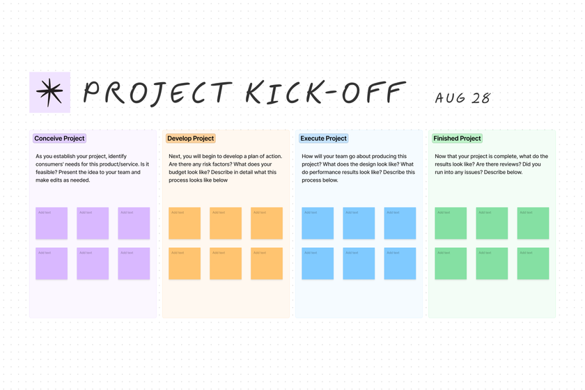 A template designed to define project goals, assign responsibilities, and align on deadlines