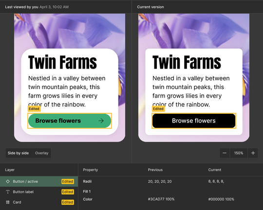 A side-by-side view of an old and current version of mobile UI